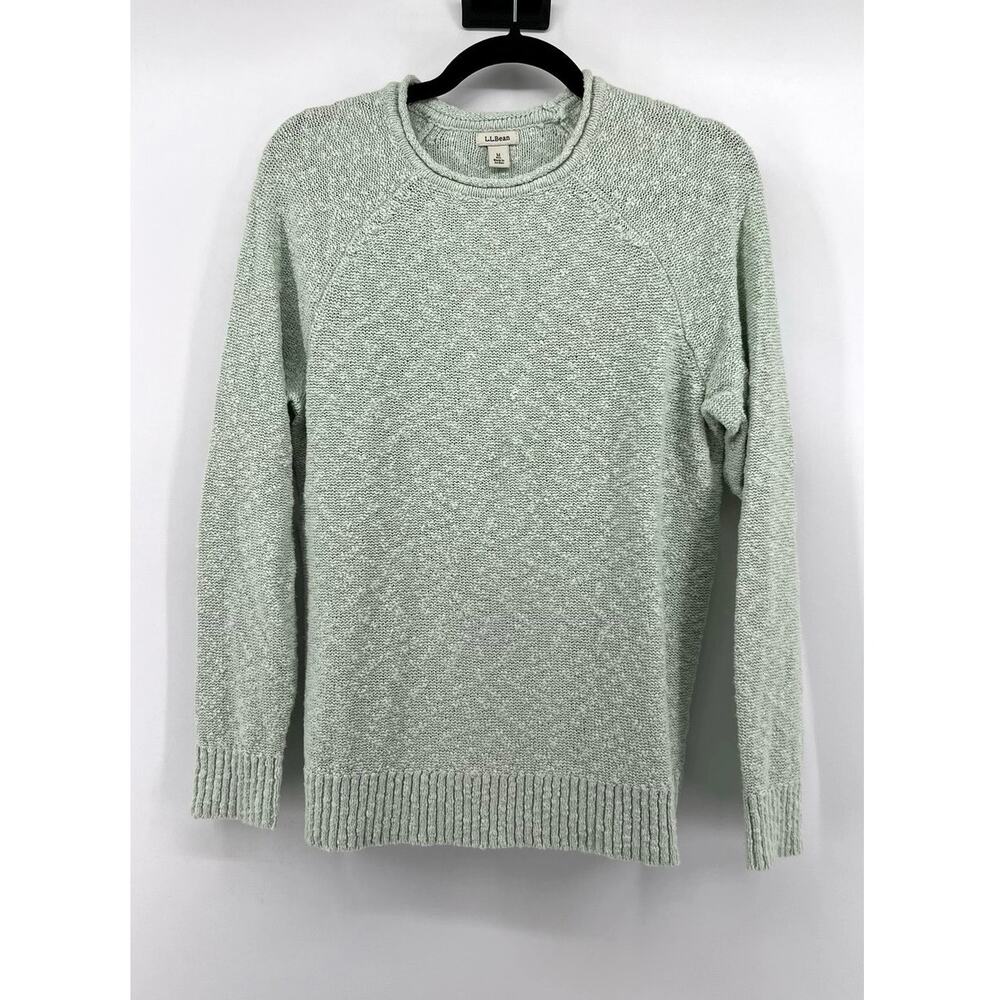 L.L.Bean Cotton Slub Rollneck Knit Sweater Women's Size M Mint Green